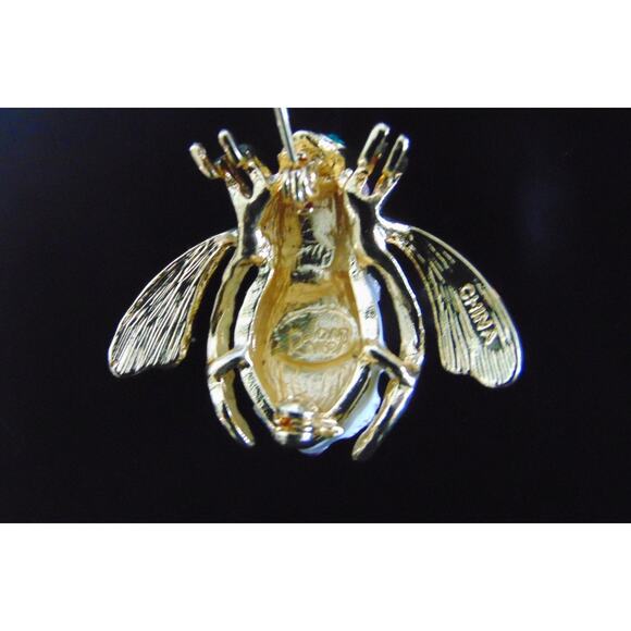 VTG Joan Rivers Gold Crystal Winter Snowflake BEE PIN Brooch Aurora Borealis - Picture 5 of 5